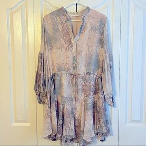 Karlie Snake Print Ruffle Dress Lined Womens Medium